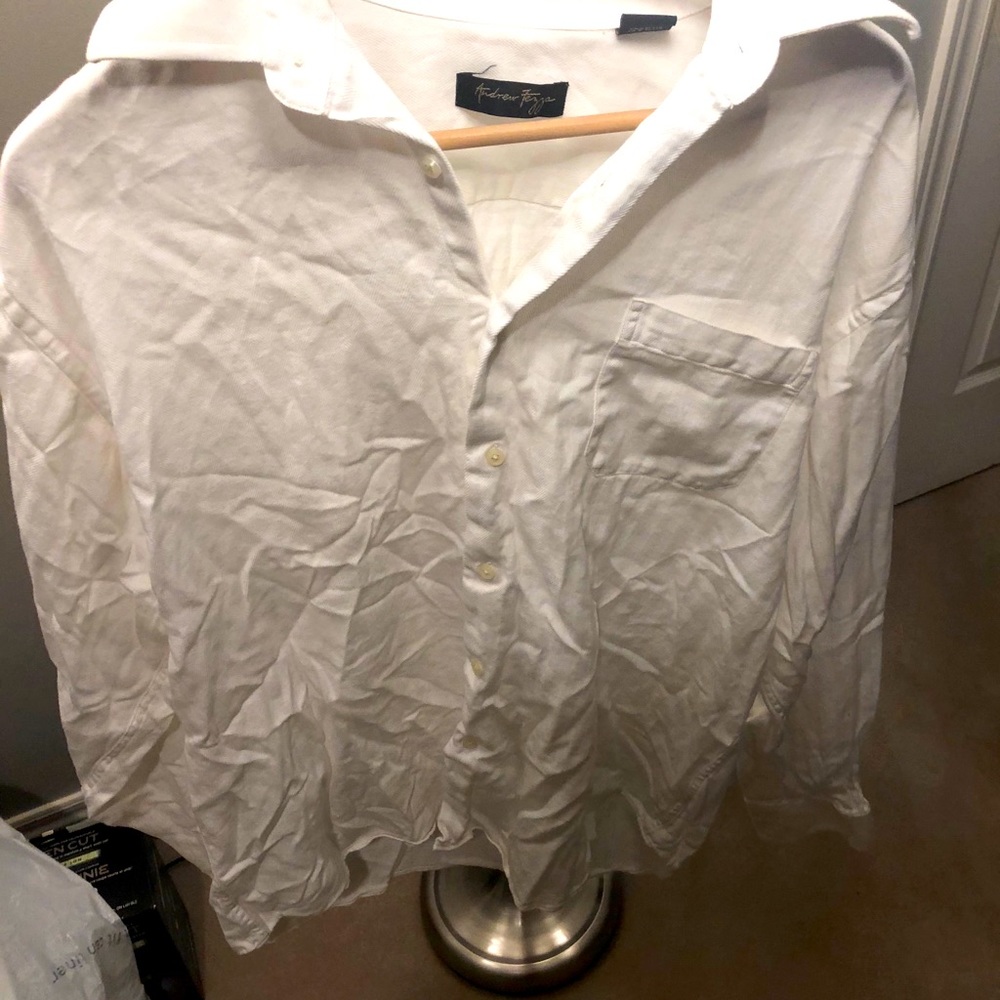EUC Andrew Fezza Heavy fabric dress shirt 16 1/2!!